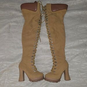Fashion Nova Over The Knee Lace up Boots 6.5